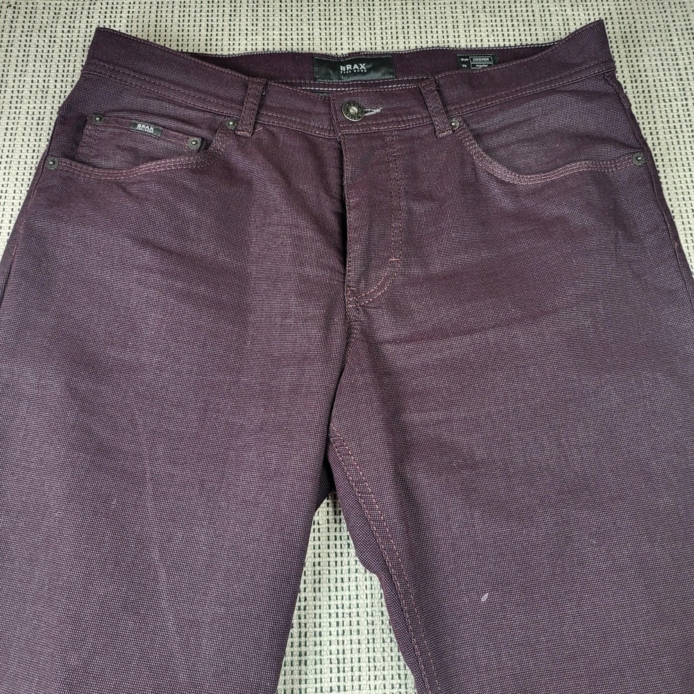 Brax Cooper Fancy Jeans Mens 33x32 Purple Dark Wash Regular Straight Denim Pants